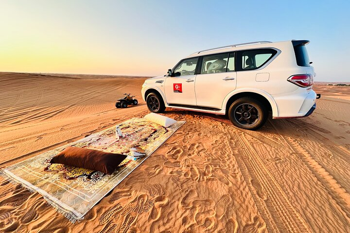 Experience the vast Dubai desert with flexible pick-up options. Enjoy camel rides sandboarding and relaxation atop golden dunes tailored for all preferences and comfort levels.